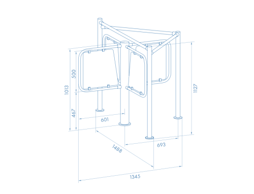Полуростовый роторный турникет RTD-03S с формирователем прохода RB-03S