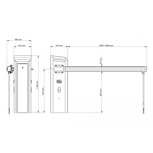 Электромеханический шлагбаум TRAFIK/N L 4 метра