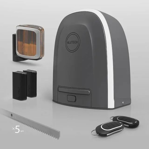 Привод для откатных ворот ALUTECH Roteo RTO‑500KIT + проводные фотоэлементы LM‑L + сигнальная лампа SL‑U + рейка ROA8 (5 шт.)