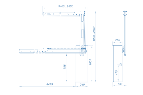 Шлагбаум GS14 со складной стрелой прямоугольного сечения 4,3 метра