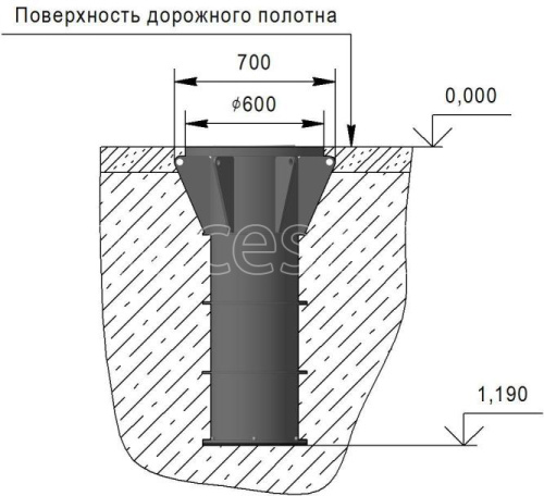 Столб противотаранный механический (боллард)
