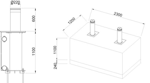 Комплект на основе автоматического болларда серии TBD с дополнительными аксессуарами